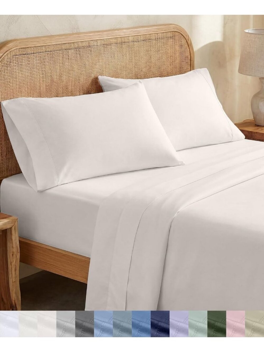 100% Organic Cotton XL Twin Sheet Set, 3 Pieces, Soft True Ivory Bedding